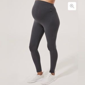 Pact organic cotton maternity leggings - one dark grey, one navy.